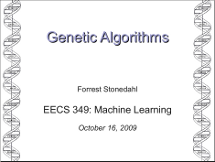 Lectures slides on Genetic Algorithms